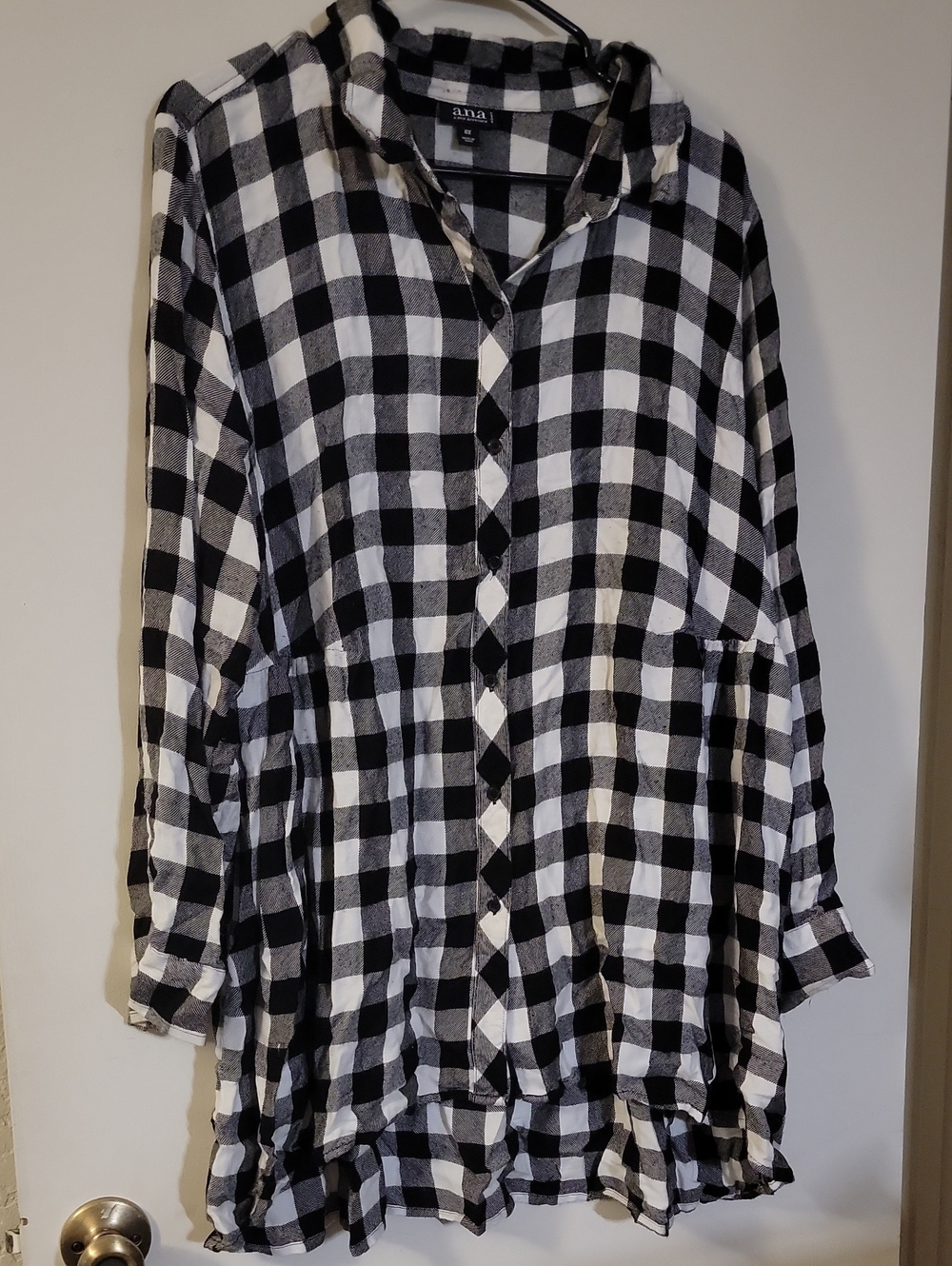 a.n.a Black and White Buffalo Check Shirt Dress